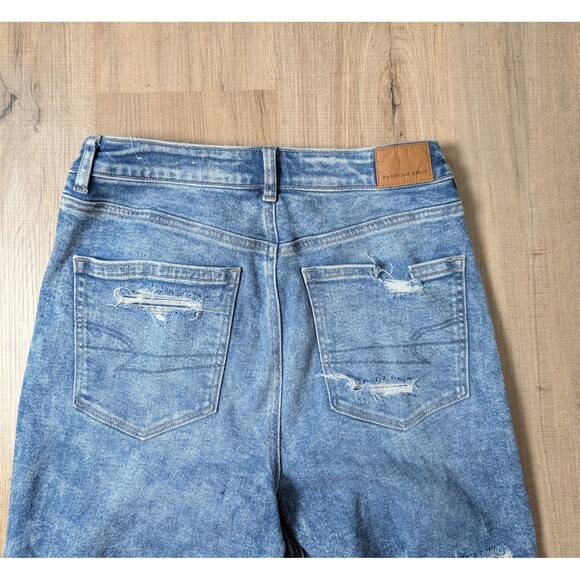 American Eagle Mom Jean Size 6 X-Long Blue Acid Destroyed Distressed  Women's - Picture 6 of 10